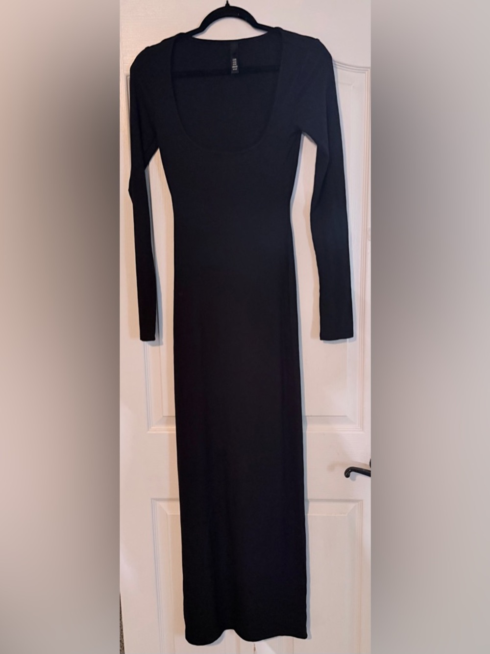 SKIMS Black Long-Sleeve Maxi Dress with Back Slit - Picture 12 of 14